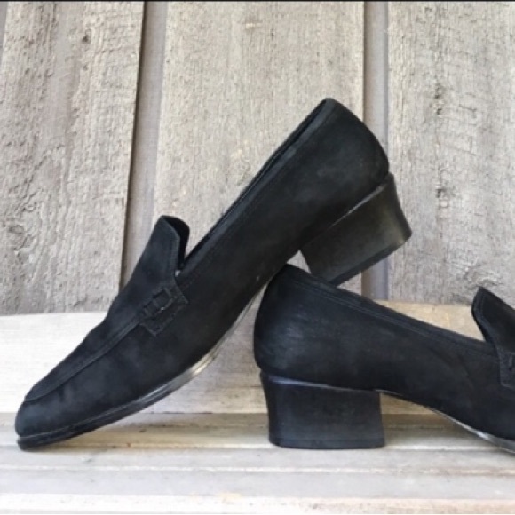 VINTAGE Shoes MOOTSIES TOOTSIES Retro Heels Black Suede Leather Size 7.5 - Picture 7 of 9